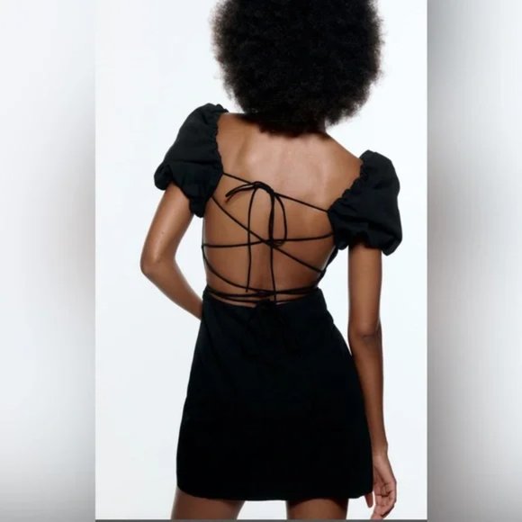 ✨SOLD✨ Zara Linen Blend Black Dress - Picture 2 of 8